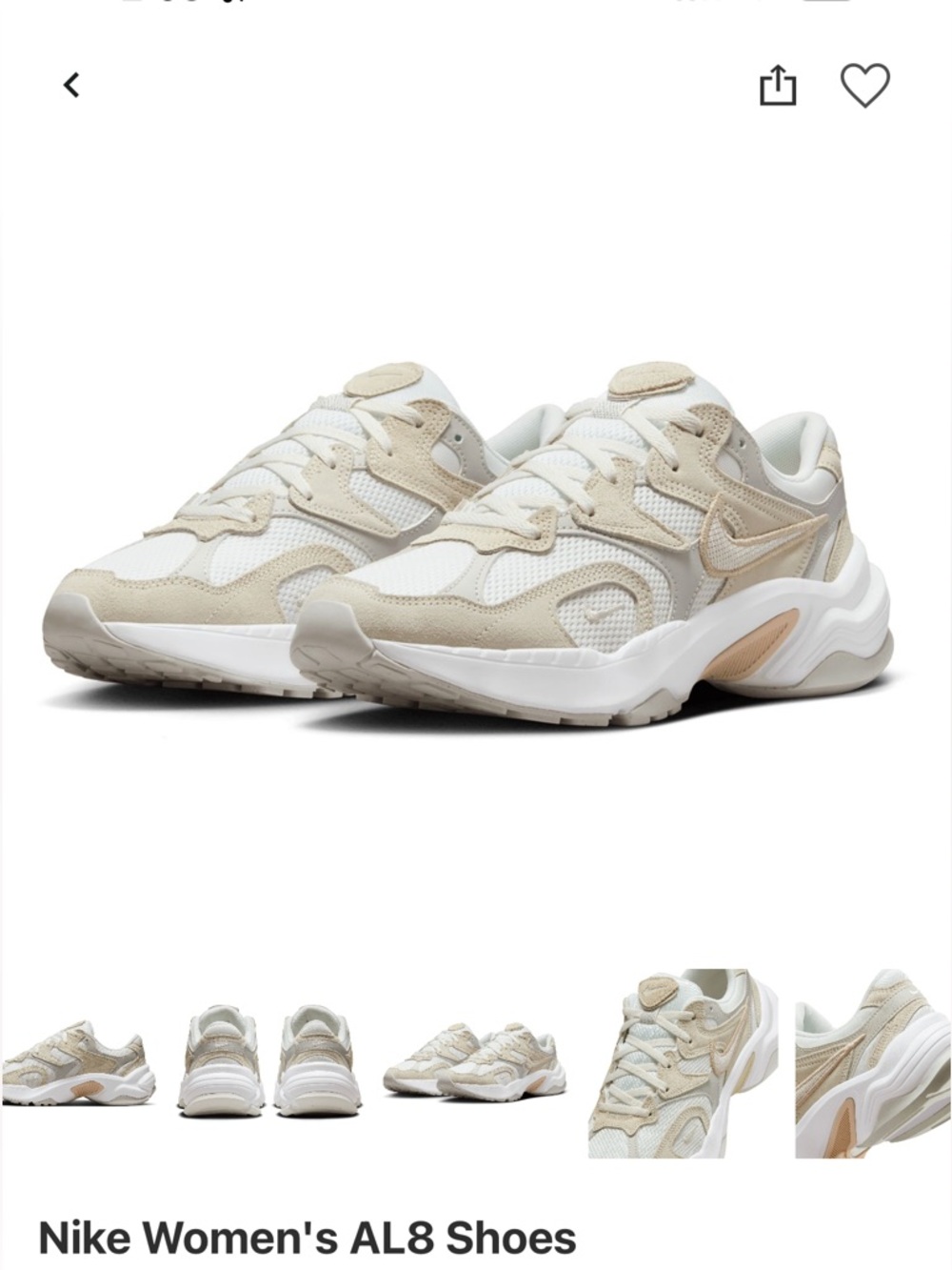 Nike Women’s AL8 Sneakers in White and Beige